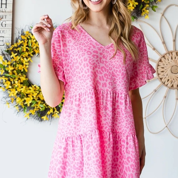 Heimish Full Size Leopard Ruffle Trim Short Sleeve Top - Picture 10 of 14